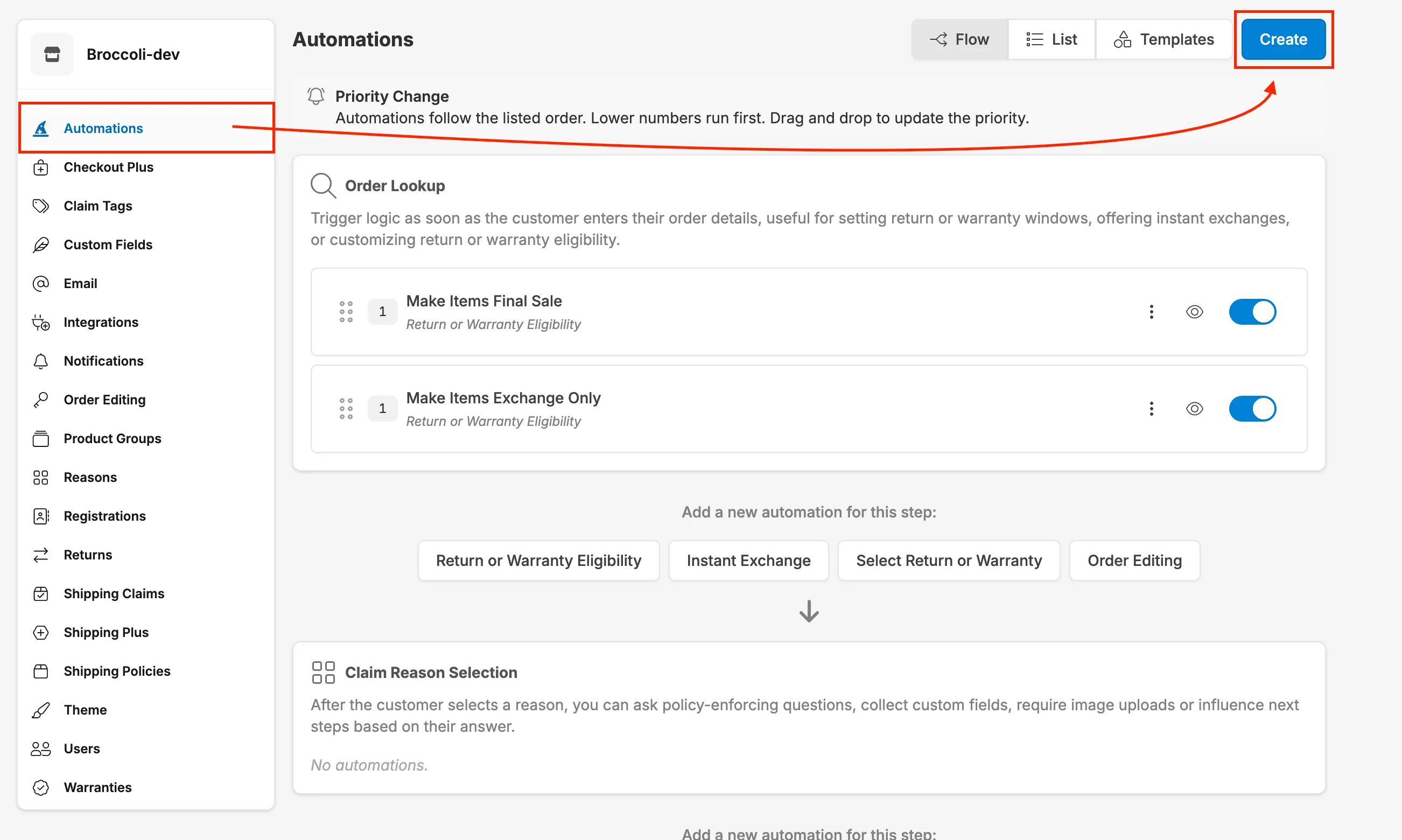 Create Automation Button