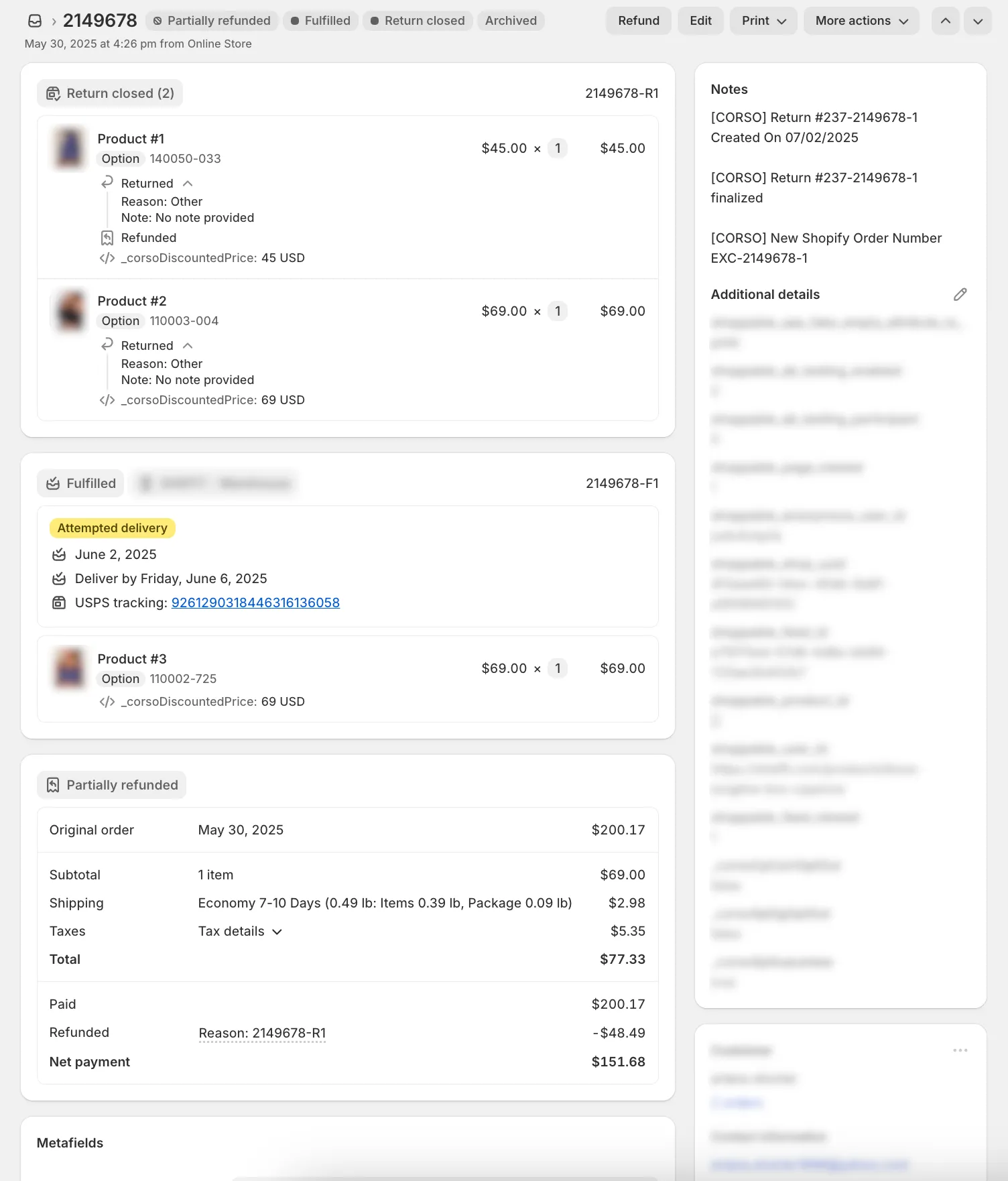 Exchange Original Order screenshot