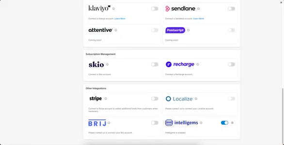 Integration Settings