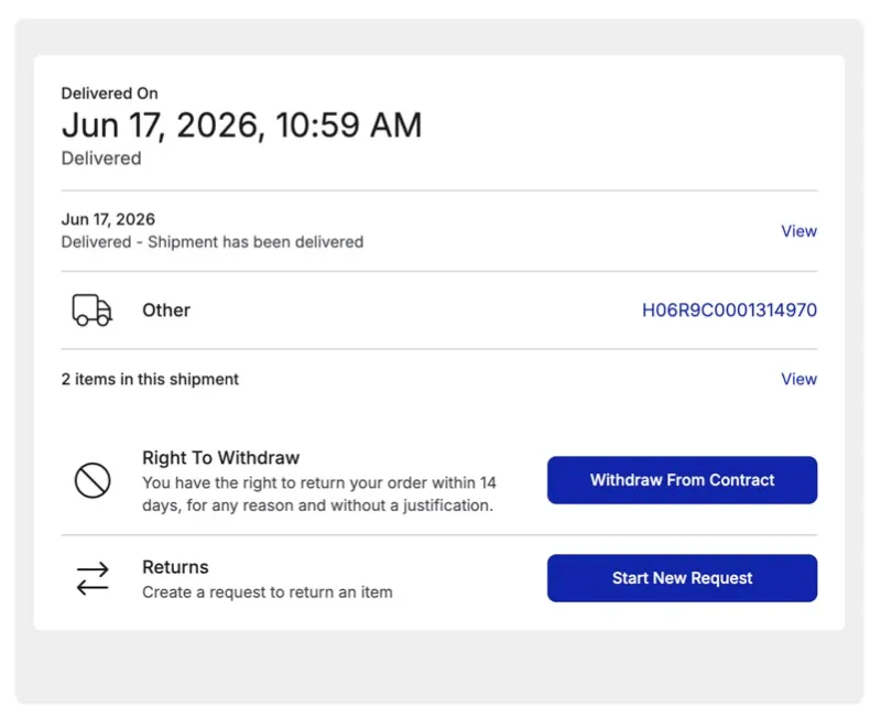 Right to withdraw screenshot