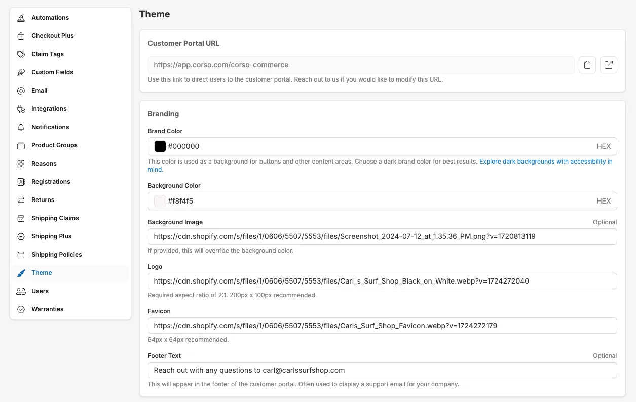 These setting screenshot